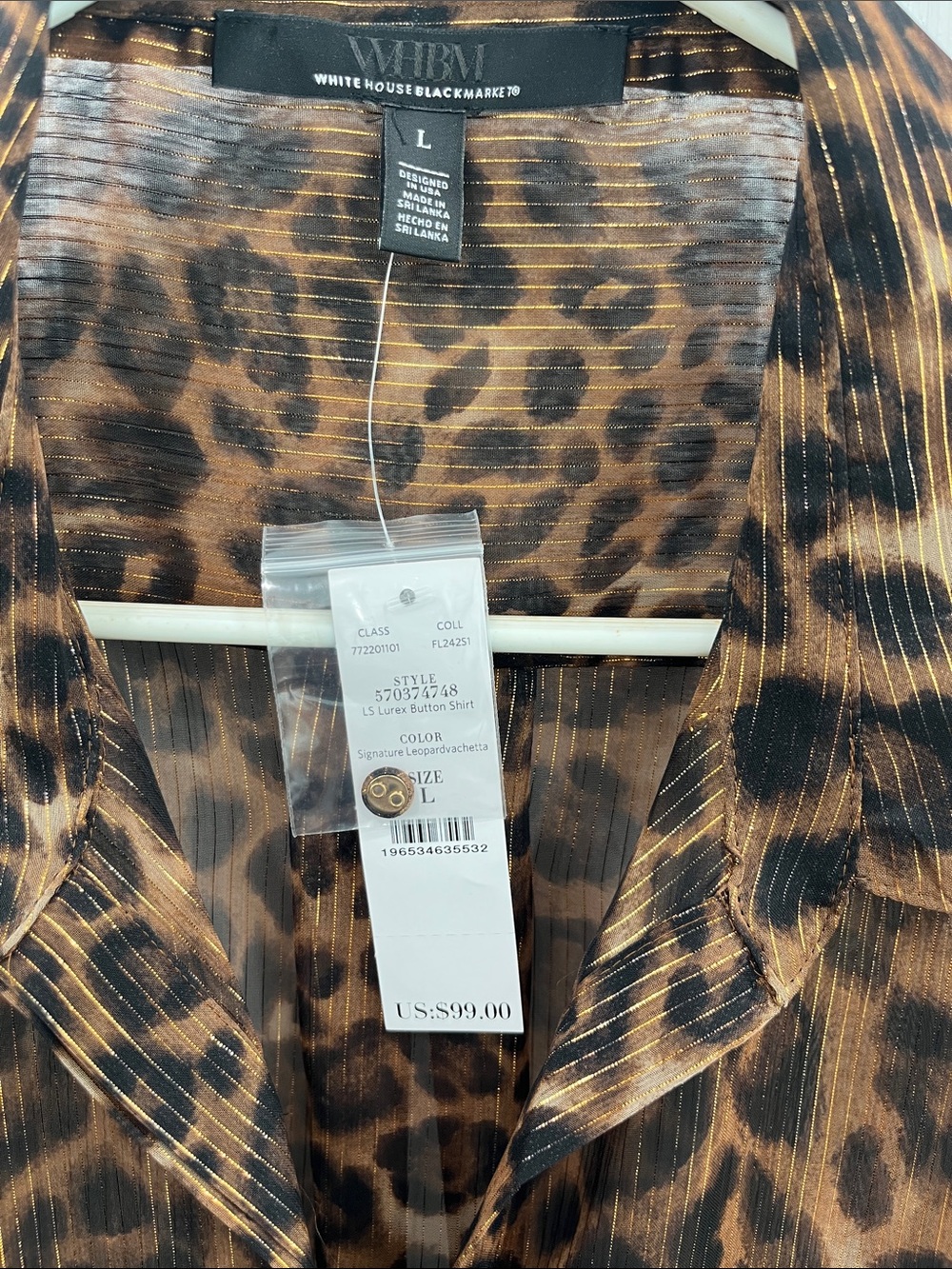 brand New with tags- White House Black Market Sheer Leopard-Print Blouse - Picture 2 of 4
